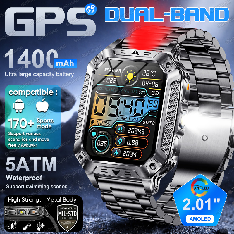 Gmt Dual Timezone Watch - 2026 Dual-band GPS Smart Watch Military