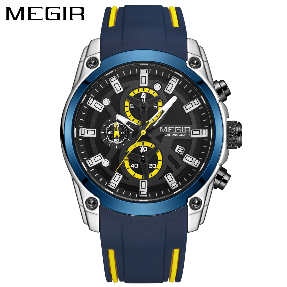 Luxury Watch Rubber Strap - MEGIR Men's Quartz Watch Top Brand