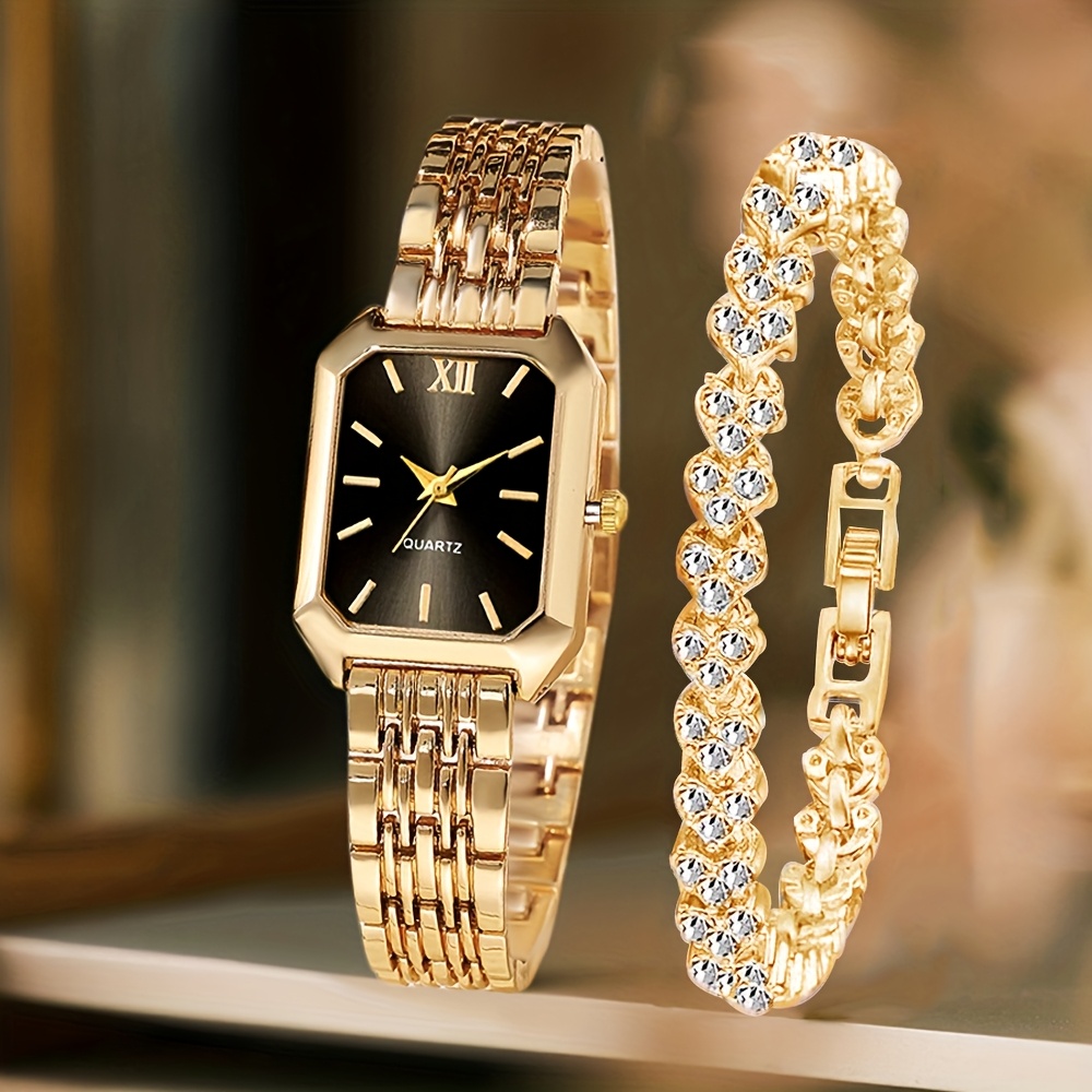 Luxury Watch Cartier - 2PCS Fashion Rectangle Women Quartz Watch