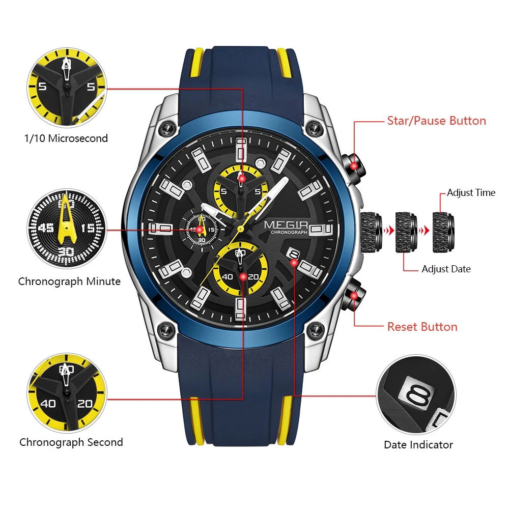 MEGIR Men's Quartz Watch Top B - đánh giá và giá Luxury Watch Rubber Strap