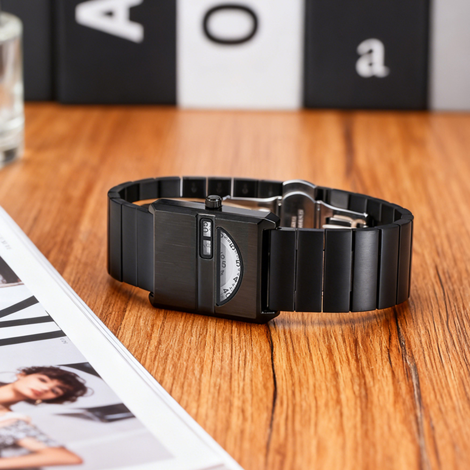 Men Square Sports Watch Stainl - đánh giá và giá Moonphase Complication Watch