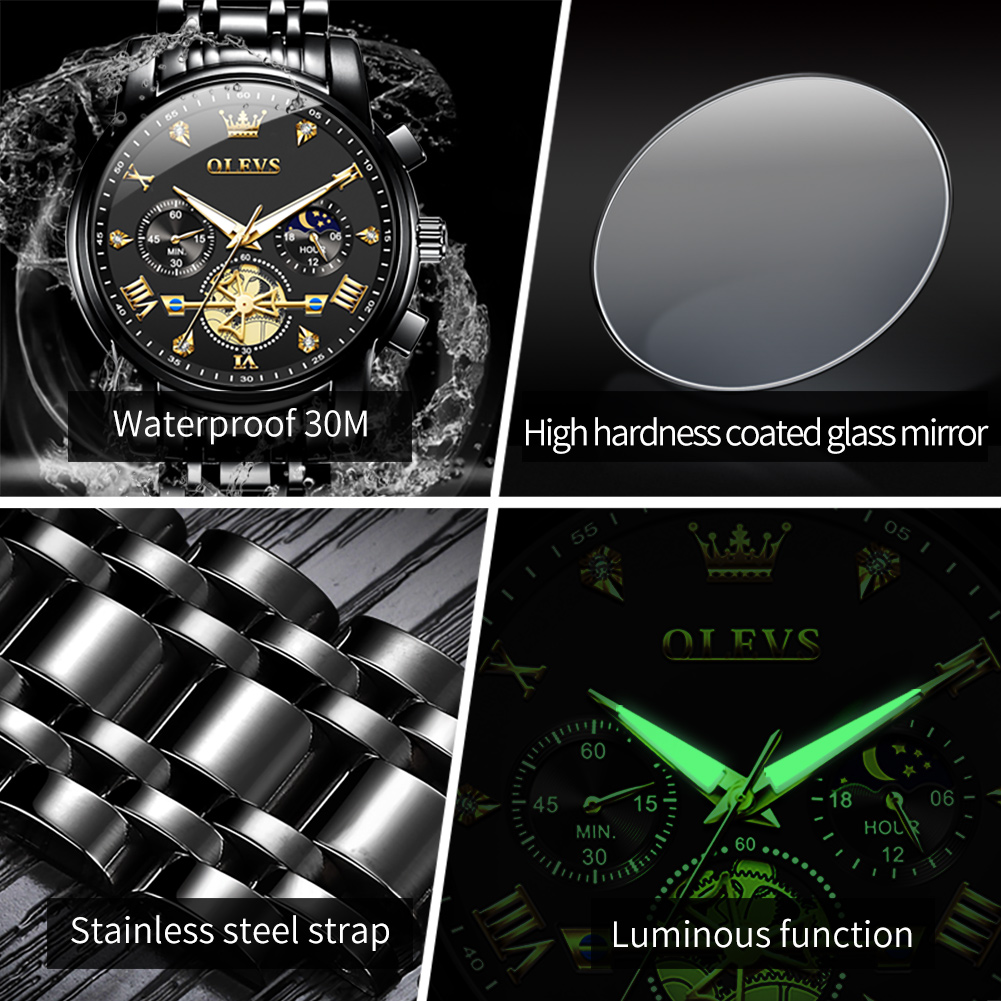 OLEVS Brand New Luxury Chronog - đánh giá và giá Luxury Watch Low Price