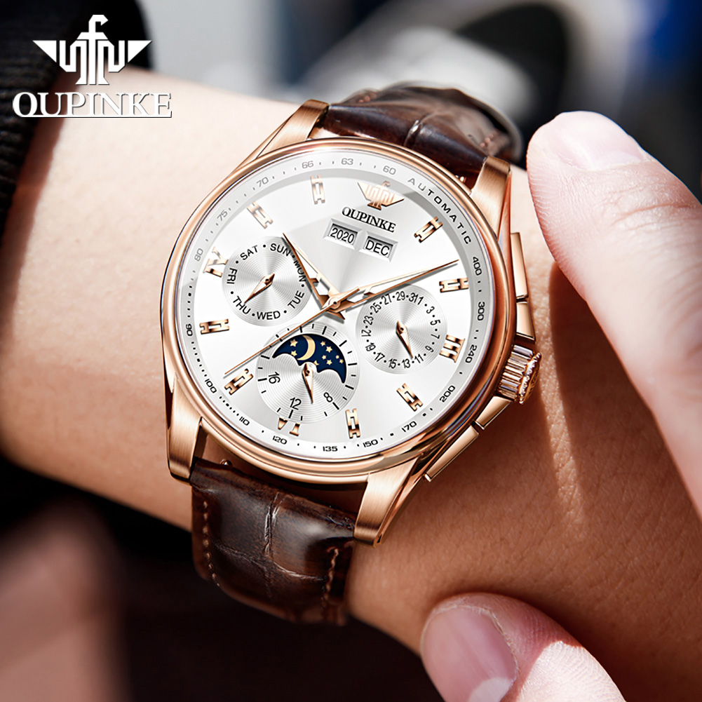 OUPINKE 3189 Men Fully Automat - đánh giá và giá Moonphase Complication Watch