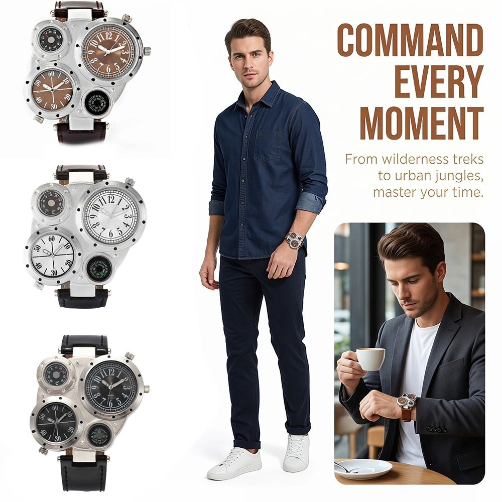 Luxury PU Leather Strap Big Fa - đánh giá và giá Compass Watch Luxury