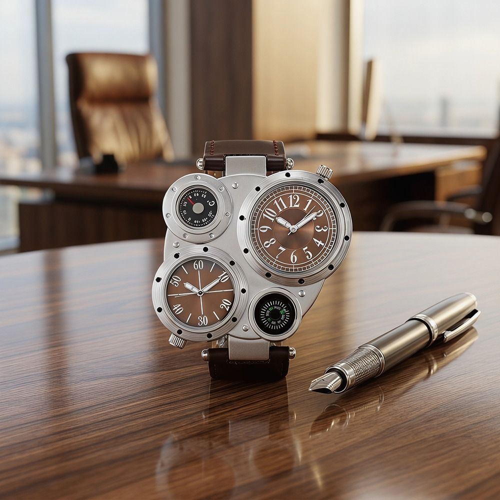 Luxury PU Leather Strap Big Fa - đánh giá và giá Compass Watch Luxury