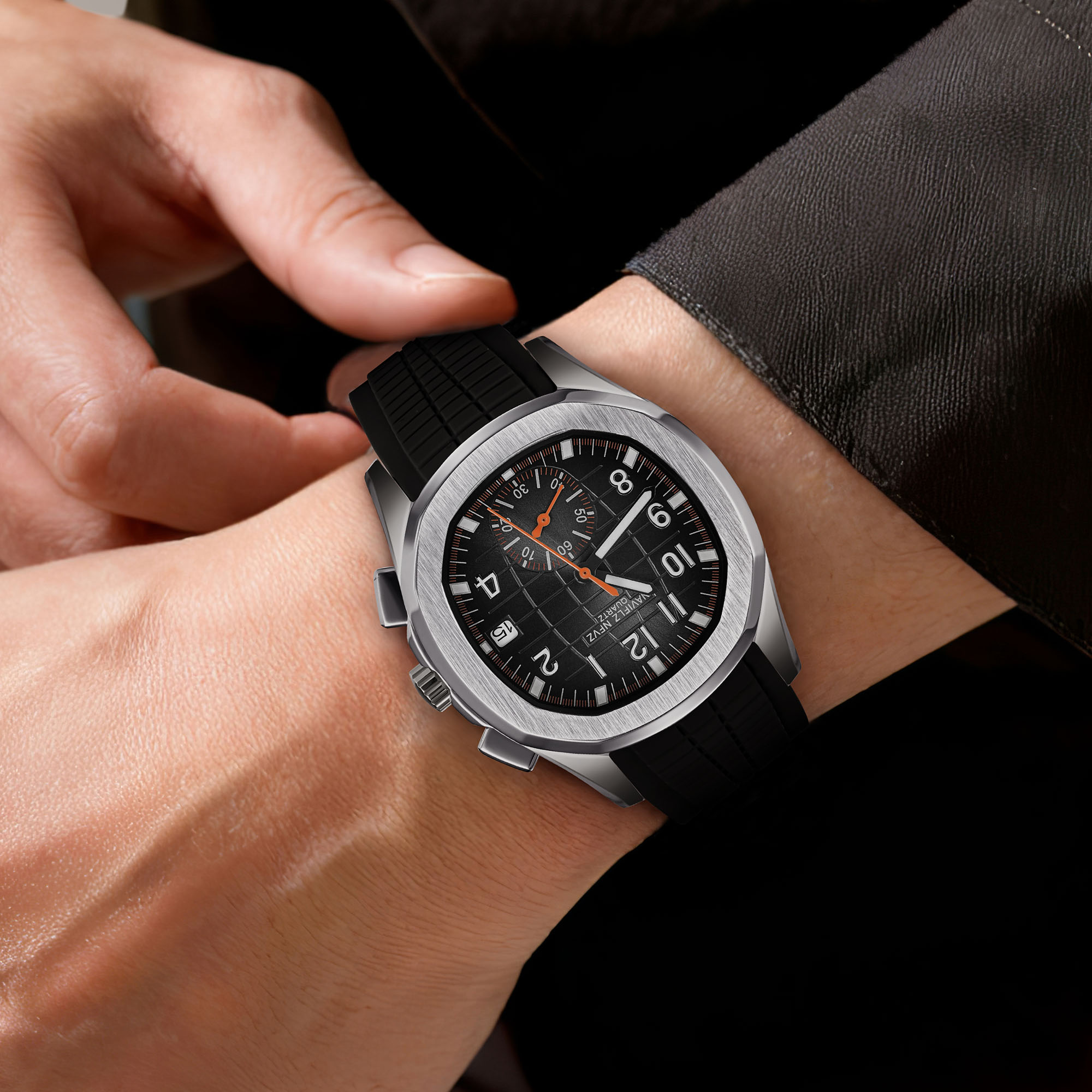 40MM Men's Luxury Watch NAVIFL - đánh giá và giá Luxury Watch Rubber Strap